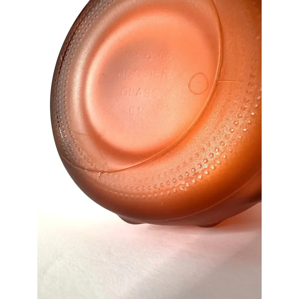 Vintage Hoosier Glass Co. Orange Frosted Hobnail Dot Glass Vase 8.5” MCM 1059206